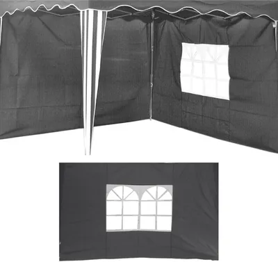 2er Seitenteile Fenster Seitenwand Faltpavillon Fenster Pavillon Grau 300x200cm