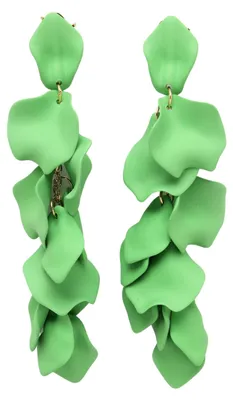 Image de AVANT-GARDE PARIS Boucles d'oreilles pendantes en forme de pétale de rose verte