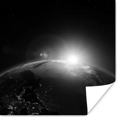 Produktbild von MuchoWow® Poster Erde - Sonne - Weltraum 50x50 cm - Wohnzimmerdekoration