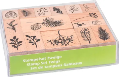 Produktbild von HEYDA Motivstempel-Set "Zweige" in Klarsicht-Box 16 Stempel