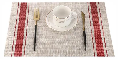 Produktbild von Abwischbare Tischsets, 6er-Set, waschbar, aus PVC, rutschfest, verschleißfest, hitzebeständig, für Zuhause und Restaurant, 30 x 45 cm
