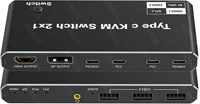 Obrázok produktu pre INF 2 vstupy a 1 výstup USB-C KVM prepínač 8K@60Hz 4K@120Hz 2portový prepínač USB-C