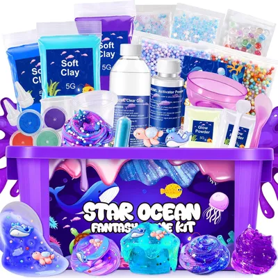Immagine prodotto di Slime per bambini: set per creare slime a tema oceano galattico, ideale per giochi creativi