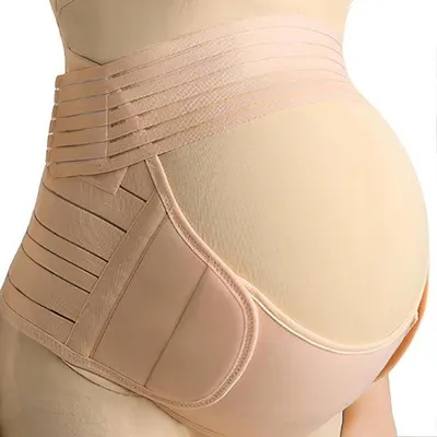 Produktbild von Schwangerschaftsgürtel – Mutterband – Bauchstütze – Verstellbar, atmungsaktiv – Größe XL – Beige