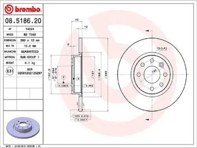Immagine prodotto di 2x BREMBO 08.5186.20 Disco freno asse anteriore