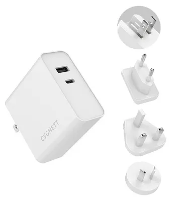 Imagen del producto de Cargador Cygnett PowerPlus para portátil, smartphone y tablet, color blanco, para uso en interiores