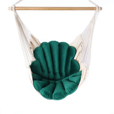 Produktbild von Love Gifts® Hängesessel mit 2 Kissen Muschelform und Deckenhaken-Kit 130/100 cm - 150kg Belastbar, Hängestuhl für Erwachsene & Kinder, Hängesitz Aufhä