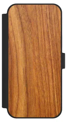 Produktbild von NIVOCASE Klapphülle für Apple iPhone 15 Plus  Handyhülle aus Kunst Leder NIVOflip schwarz Holz Holzoptik Lärche