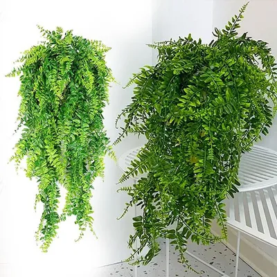 Sztuczne rośliny jak żywe, wiszące do domu i na balkon, 2 sztuki (1 + 1) - Fernleaves