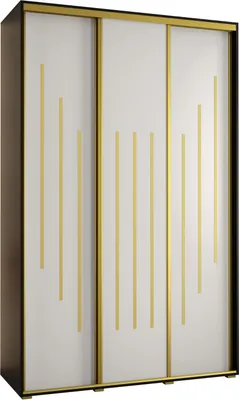 Produktbild von MEBLE KRYSPOL Cannes 8 Schrank mit 3 Schiebetüren - 205,2x150x45 cm - Schwarz Weiß Gold