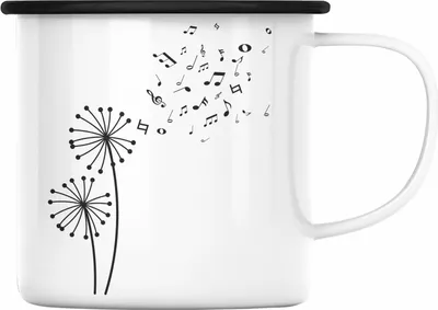 Produktbild von Trendation - Musiker Emaille Tasse Musikliebhaber Musik Musiklehrer Geschenk Geschenkidee Musiklehrerin Coach Geschenkideen Blume (Schwarz)