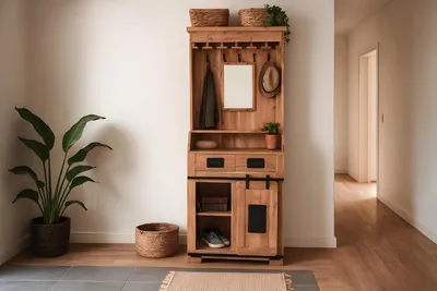Produktbild von Weinschrank Holzschrank Akazie massiv naturfarben 75 x 35 x 170 cm LIBRO