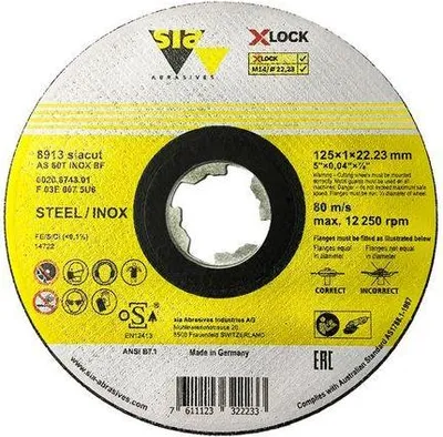 Image de SiaAbrasives | Disques à tronçonner pour l'acier et l'acier inoxydable X-LOCK - coupe rapide et propre