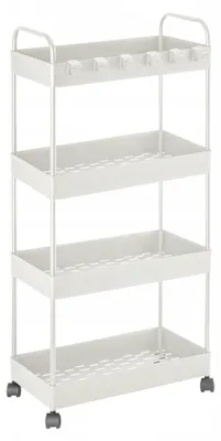 Produktbild von Badezimmerregal auf Rollen, 4 Etagen, Metall/Kunststoff, weiß, 40 x 26 x 96 cm