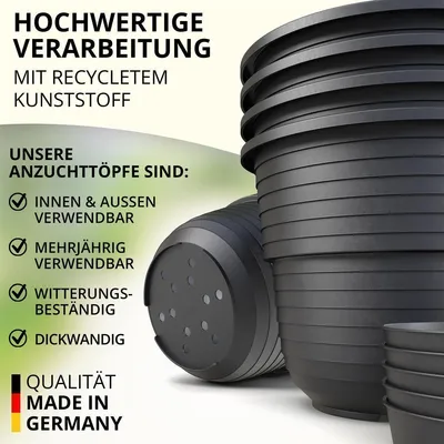 Produktbild von Anzuchttöpfe 10 cm Durchmesser 20 Stück mit Untersetzer, Aussattöpfe, Saattöpfe