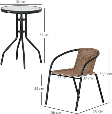 Obrázok produktu pre Záhradné stoličky - Súprava záhradného nábytku - Stoličky k záhradnému jedálenskému stolu - Ratanová bistro súprava - Moderný štýl - Skladateľné