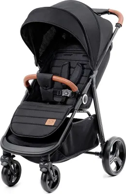 Produktbild von Unyqoos® Leichter Kinderwagen ab Geburt bis 22 kg – Einhand-Faltsystem (CLICK & FOLD), Liegefunktion, XL-Verdeck, gefederte Räder, Schwarz