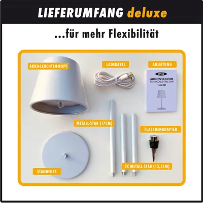 Produktbild von Akku LED-Tischleuchte Dimmbar Luna verschiedene Farben und variabler Höhe