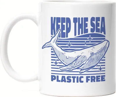 Produktbild von Keep The Sea Plastic Free Tasse Strohhalm Plastik Wal Pottwal Blauwal Tierschutz Umwelt Meere