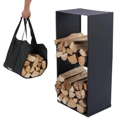 Zdjęcie produktu dla Półka na drewno kominkowe Lendo Online, 40x28x80 cm, z torbą transportową