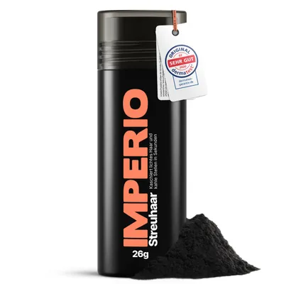 Produktbild von IMPERIO Streuhaar zur Haarverdichtung & vollem Haar in Sekunden. Schütthaar für einen authentischen Look. In Premium Friseurqualität - 26g (schwarz)