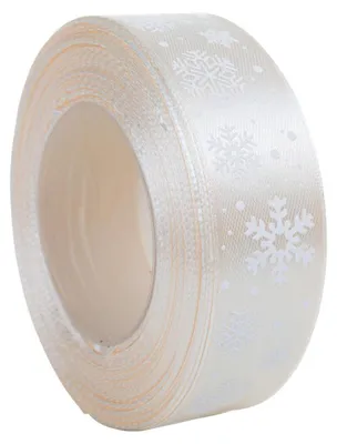 Produktbild von Dekolo Geschenkband  Satin Dekoschleife mit Schneeflocke Breite 25mm Ecru