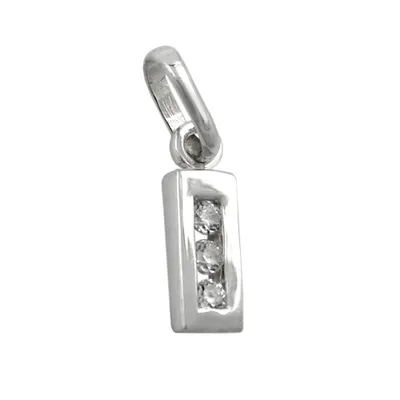 Produktbild von Anhänger 8x3mm Buchstabe I glänzend mit Zirkonias Silber 925 silber 8x3mm