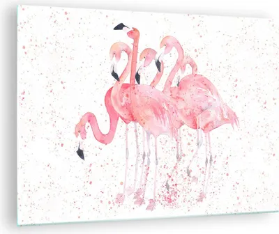 Produktbild von Bilder auf glas - Flamingo Vogel Wasser - 70x50cm - Glasbilder - Wandbilder - Kunstdruck - zum Aufhängen bereit - Wanddekoration aus Glas - Glas Bilder - Wandbild auf Glas - Einteilig - GAA70x50-3899