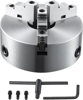 Image de Mandrin de tour K11-250 - Mandrin à trois mors de 250mm - Matériau HT300 - Plage de serrage 6-250mm - 3-Baches, 20Cr, ≥53HRC - φ80mm alésage - Mandrin de tour à bois auto-centrant
