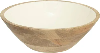 Produktbild von Salatschüssel inaya d30cm warmweiß und mangoholz - Atmosphera créateur d'intérieur