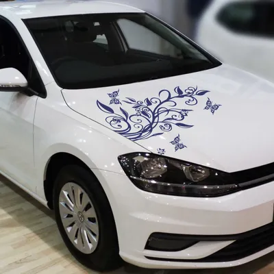 Produktbild von Aufkleber - Blumenranke Autoaufkleber + 3 Schmetterlinge 77cm x 50cm königsblau - Tuning Carystyling Heckscheibe Auto