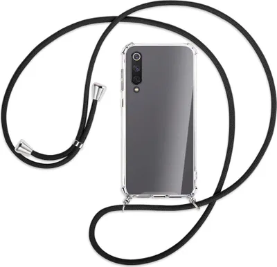 Produktbild von Handykette Backcover-Schutzhülle mit Band (Metall silberfarben) für Xiaomi Mi 9 SE - schwarz