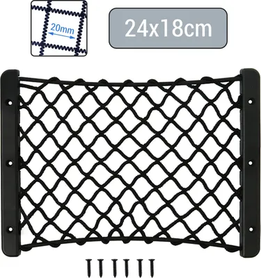 Produktbild von Kofferraumnetz Ablagenetz elastisch 24 x 18 cm mit Rahmen inkl Schrauben