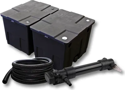 Immagine prodotto di Set completo SunSun: filtro per laghetti CBF-350B fino a 60000 L come filtro a flusso continuo, chiarificatore per laghetti CUV-636 con chiarificatore UVC da 36W, tubo per laghetti da 5 m da 25 mm (1")