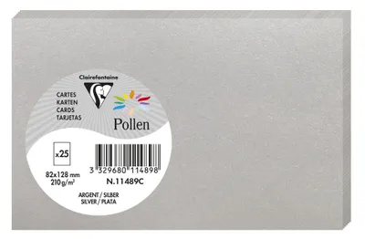 Produktbild von Clairefontaine 11489C, Standard-Grußkarte, Silber, 210 g/m², 128 mm, 82 mm, Frankreich
