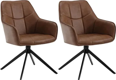 Produktbild von Esszimmerstuhl-Set - Vintage Sessel - Drehstühle - 360° drehbar - Kunstleder - 58cm x 86cm x 63,5cm