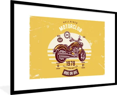 Produktbild von MuchoWow® MuchoWow® Gerahmtes Poster Motorrad - Retro - Briefe - Zitat 90x60 cm - Poster mit zchwarzem Bilderrahmen - Wanddekoration - Fotos