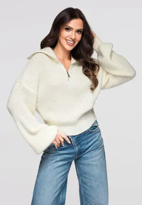Produktbild von Strickpullover mit Zipper ecru one size