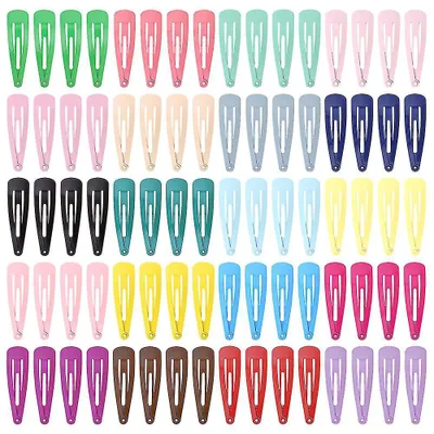 Produktbild von Haarspangen mit Schnappverschluss – hübsches, niedliches Haaraccessoire aus Metall für Kinder und Mädchen – verschiedene Farben (80 Stück, zufällige Farbe)