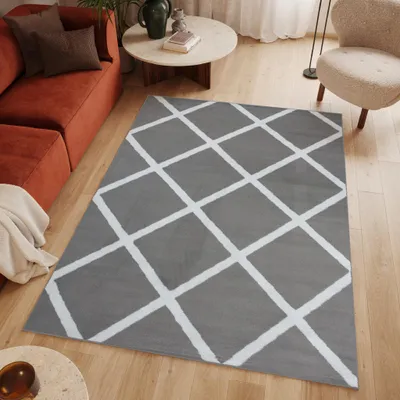Obrázek produktu pro Tapiso Koberec LUXURY Moderní bílý šedý obývací pokoj ÖKOTEX 140 x 200 cm