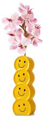 Produktbild von Gelbe Keramische Vase mit Fröhlichem Gesicht