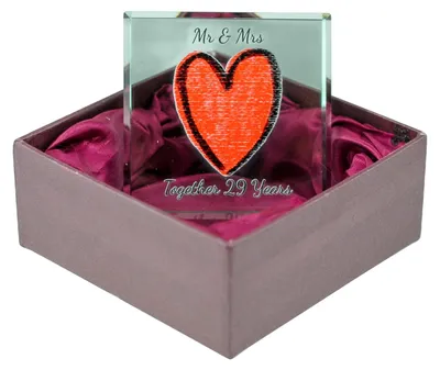 Glasornament 29 Jahre - Mr & Mrs zusammen, Herz-Motiv