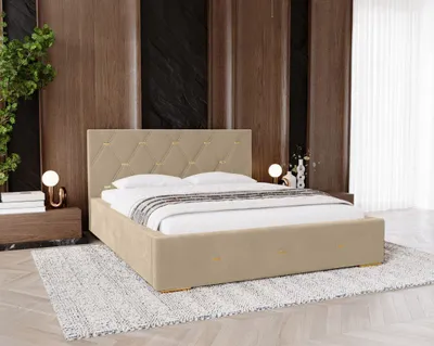 Obrázek produktu pro Čalouněné dvojlůžko 180x200 s úložným prostorem DANVILLE 2 - krémové
