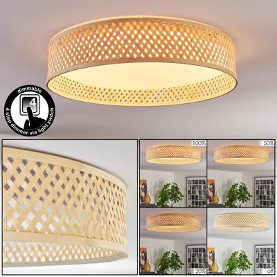 Produktbild von Barcellona Deckenlampe aus Metall/Bambus/Kunststoff in Weiß/Naturfarben