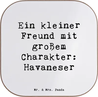 Produktbild von Mr. & Mrs. Panda Holzuntersetzer Spruch Havaneser Freund - Weiß - Geschenk, verspielt, Hunderasse, Familie, Hunderassen Charakter, Tischuntersetzer, Pflege, Coaster, Hund