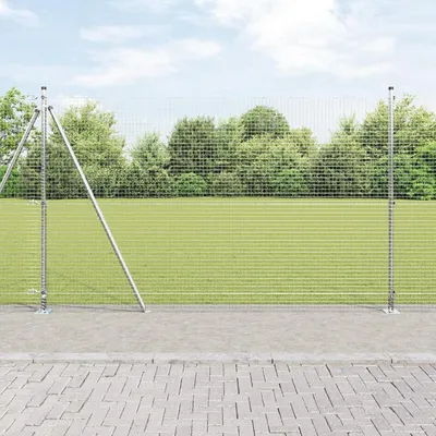 Produktbild von Schweißdrahtzaun mit 13 Flanschpfosten 1,6 x 25 m aus verzinktem Stahl