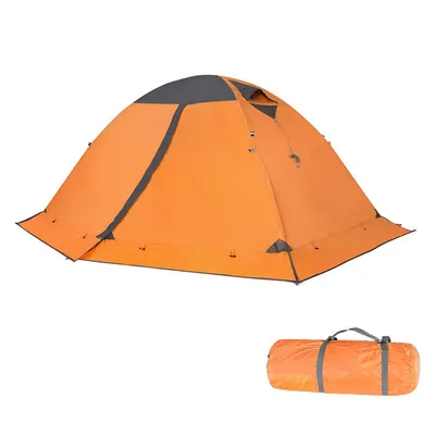 Produktbild von 4-Jahreszeiten Zelt, Flugzeugaluminiumgestänge, wasserdicht PU2000mm, windfest, belüftet, Campingzelt, 3-Personen Zelt, Rot