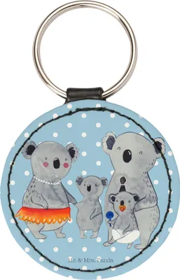 Produktbild von Mr. & Mrs. Panda Schlüsselanhänger Koala Familie - Blau Pastell - Geschenk, Koalas, anhänger für schlüssel, Taschenanhänger, Bruder, Mama, Kinder, Family, klein, mini