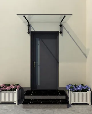 Immagine prodotto di Glaswerk Westfalen - (L) Pensilina in vetro trasparente 120x90 cm con supporto nero Nero