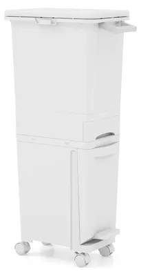 Abfalleimer 32 L, 3-in-1, PP, weiß, mit Deckel und Pedal